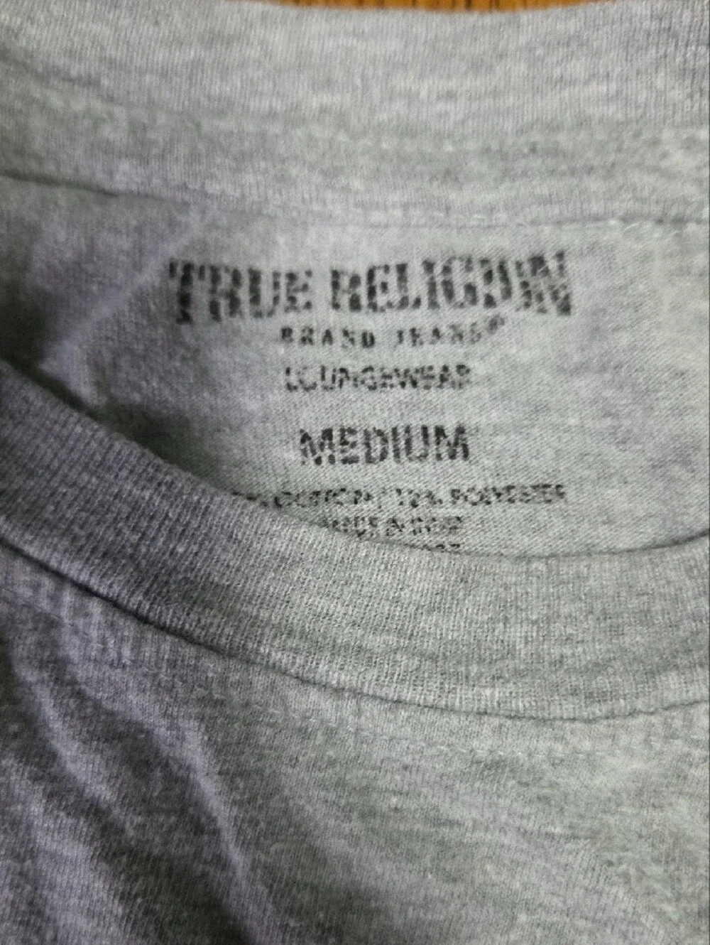 True Religion Light Gray Tee with Maroon Graphic Logo